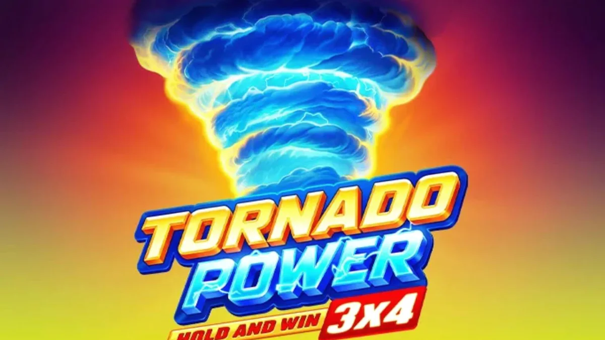 Interface vibrante do slot Tornado Power: Hold and Win com símbolos de frutas e raios